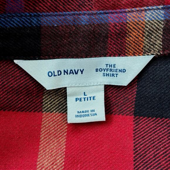 Old Navy Size L Petite LP PL The Boyfriend Shirt Plaid Flannel Button Up - Picture 3 of 4